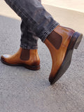 Retro Leather Chelsea Boots Slip-On Ankle Boots