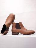 Western Embroidered Square Toe Chelsea Boots