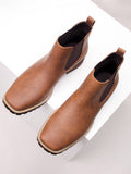 Western Embroidered Square Toe Chelsea Boots