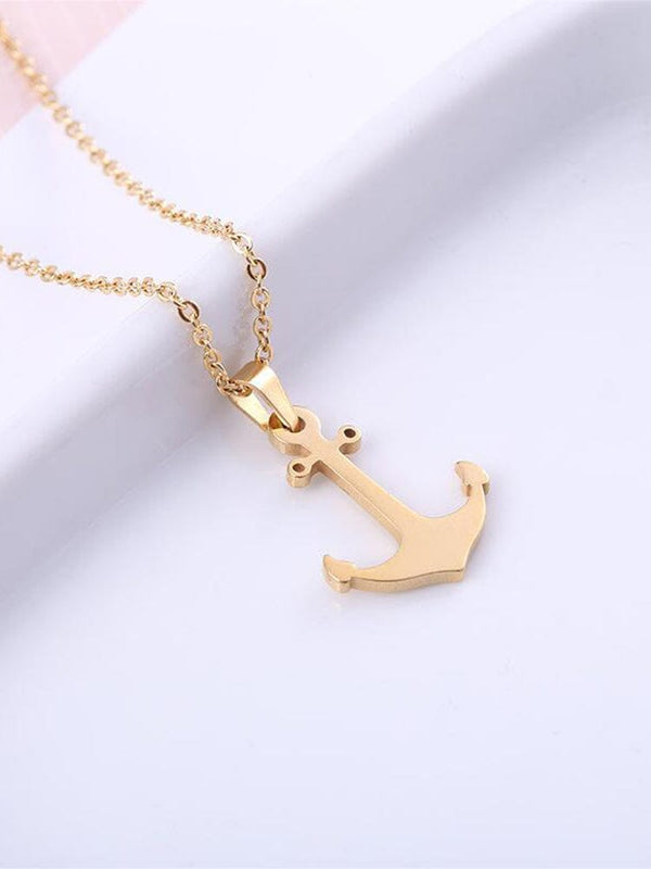 Unique Anchor Pendant with Chain Necklace coofandy Gold F 