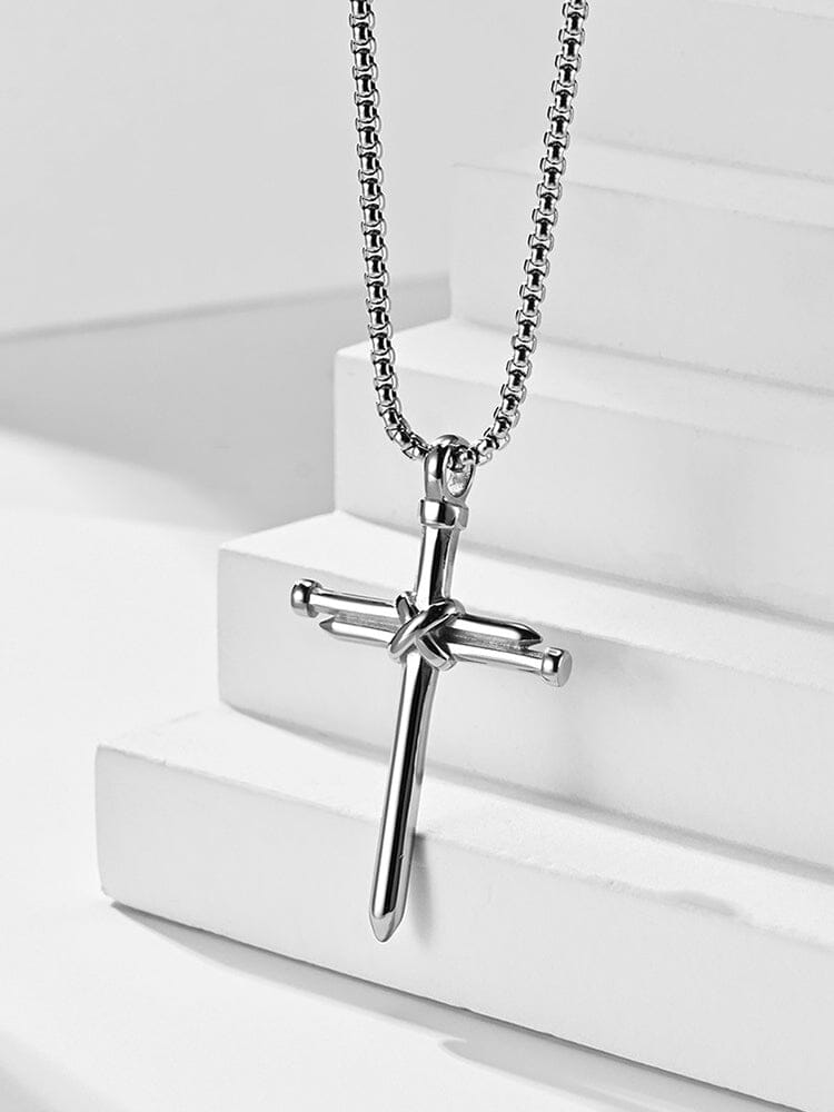 Vintage Nail Cross Pendant with Chain Necklace coofandy 