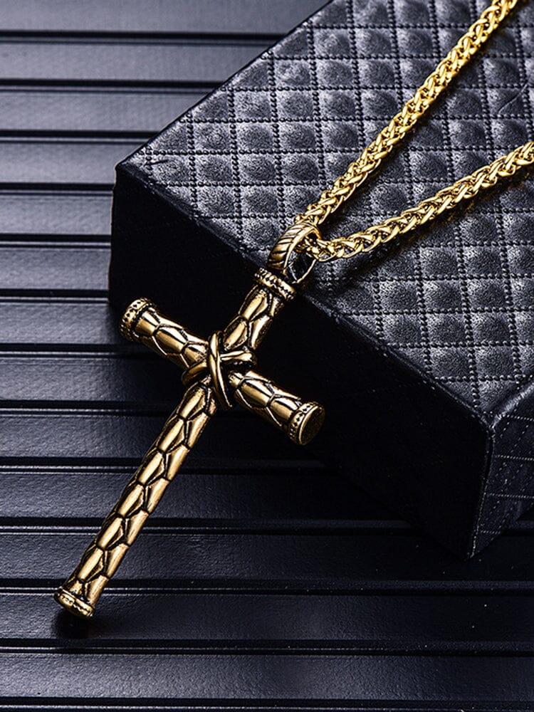 Vintage Cross Pendant Chain Necklace Necklace coofandy Gold F 