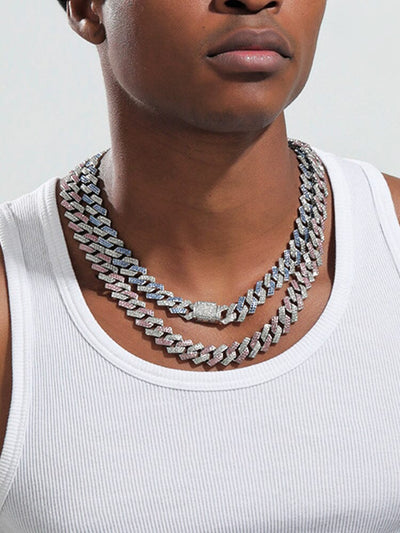 Cuban Link Chain Rhinestone Necklace Necklace coofandy 