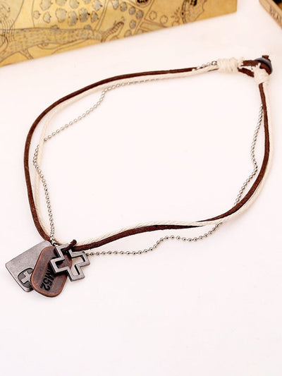 Vintage Cross Layered Pendant Necklace Necklace coofandy 