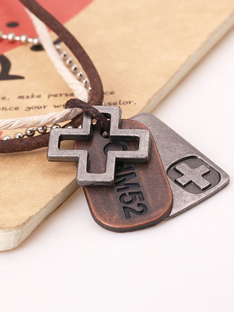 Vintage Cross Layered Pendant Necklace Necklace coofandy 