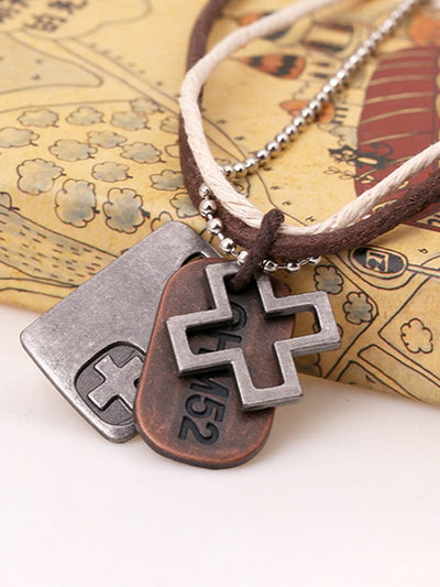 Vintage Cross Layered Pendant Necklace Necklace coofandy 