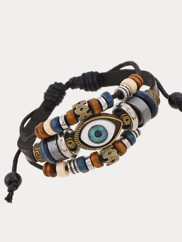 Bohemian Mystical Eye Beaded Bracelet Bracelet coofandy Black One Size (9.84-10.63 in) 