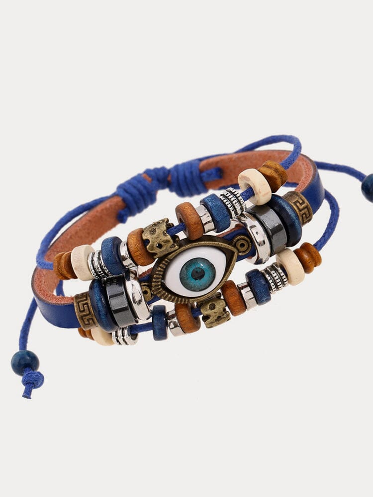 Bohemian Mystical Eye Beaded Bracelet Bracelet coofandy Royal Blue One Size (9.84-10.63 in) 