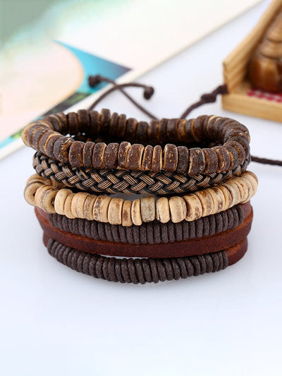 Vintage Beaded DIY Stack Bracelet Bracelet coofandy Brown One Size (9.84-10.63 in) 