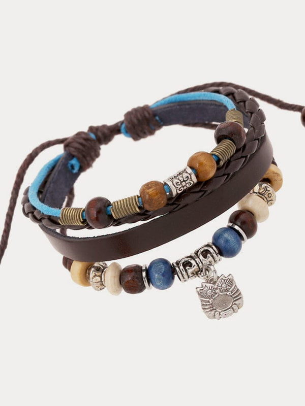 Bohemian Owl Layered Bracelet Bracelet coofandy Brown One Size (10.23-10.63 in) 