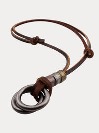 Collana con ciondolo in pelle in lega punk