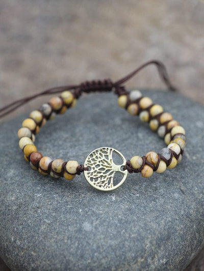 Tree of Life Pendant Woven Bracelet Accessories coofandy 