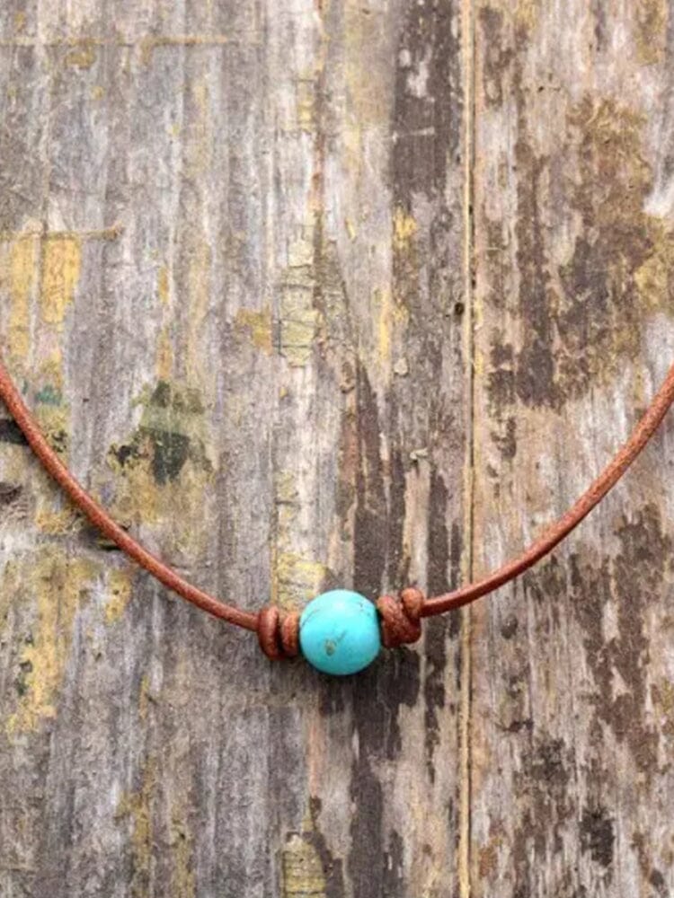 Bohemian Natural Stone Necklace Necklace coofandy Turquoise One Size 