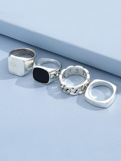 4Pcs Punk Rings Set Accessories coofandy 