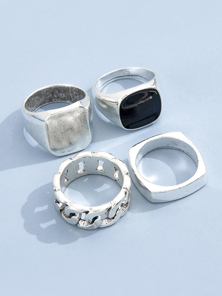 4Pcs Punk Rings Set Accessories coofandy 