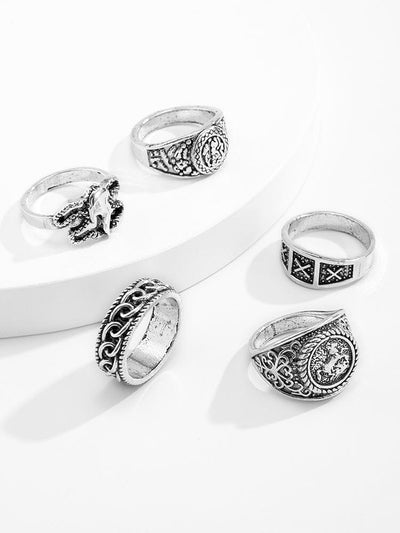 5Pcs Gothic Stacking Rings Set Accessories coofandy 