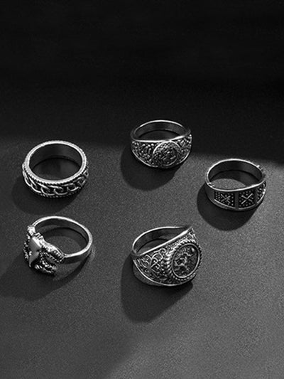 5Pcs Gothic Stacking Rings Set Accessories coofandy 