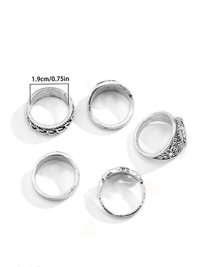 5Pcs Gothic Stacking Rings Set Accessories coofandy 