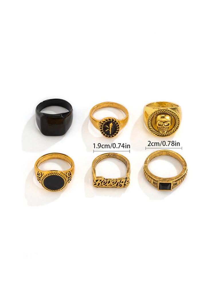 6Pcs Skull Stacking Rings Set Accessories coofandy 