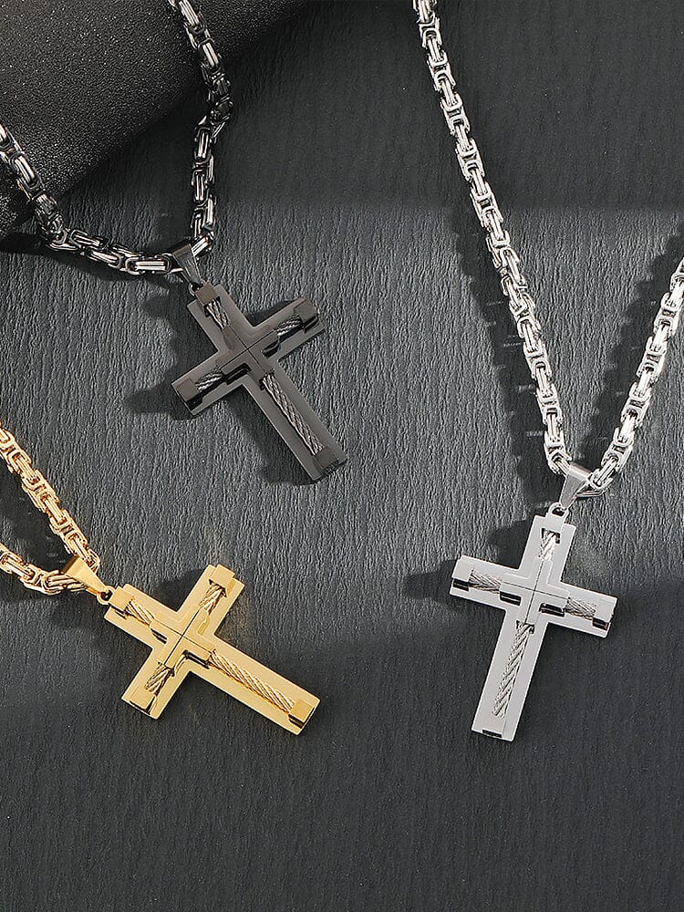 Gothic Alloy Cross Pendant Necklace Necklace coofandy 