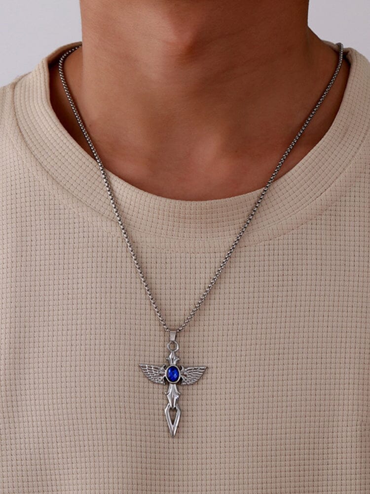 Angel Wing Cross Pendant Necklace Necklace coofandy 