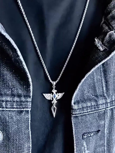 Angel Wing Cross Pendant Necklace Necklace coofandy 