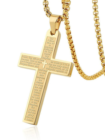 Classic Stainless Steel Cross Necklace Necklace coofandy Gold One Size 