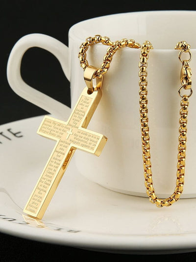 Classic Stainless Steel Cross Necklace Necklace coofandy 