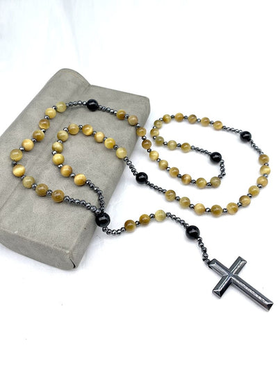 Natural Stone Cross Pendant Necklace Necklace coofandy PAT10 One Size 