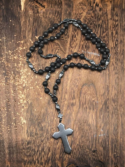 Natural Stone Cross Pendant Necklace Necklace coofandy PAT7 One Size 