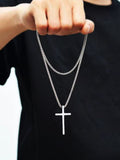 Simple Cross Pendant Chain Necklace