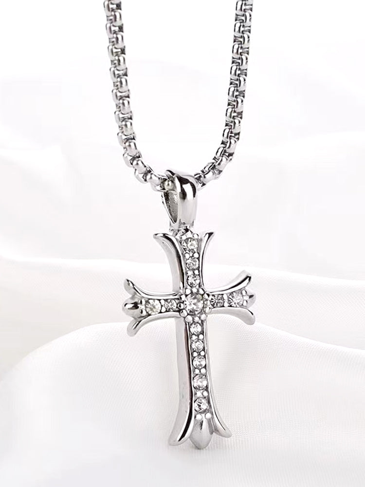 Diamond Cross Pendant Chain Necklace
