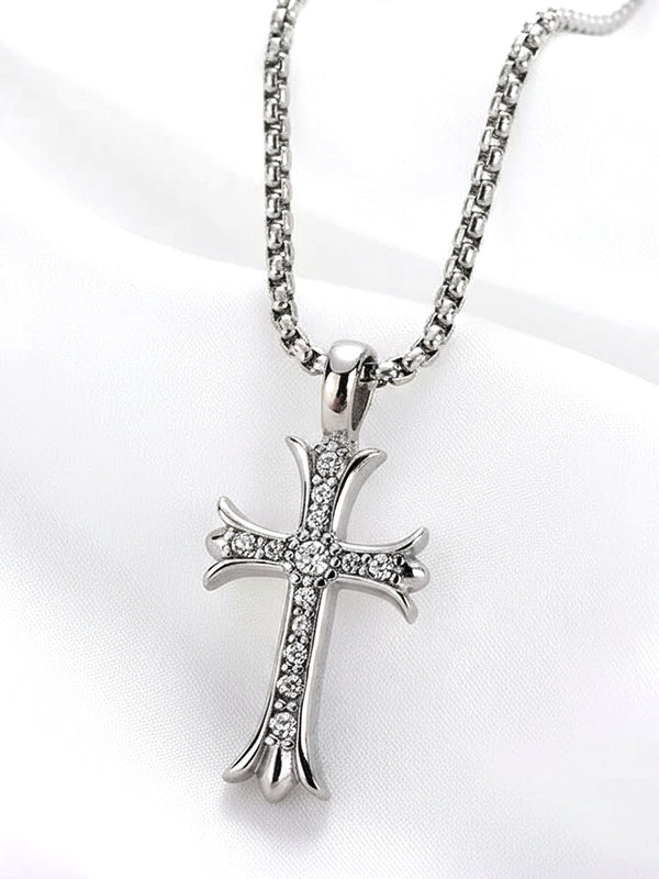 Diamond Cross Pendant Chain Necklace