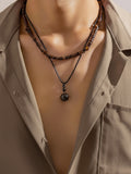Vintage Wooden Beads Multilayer Necklace