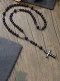 Tiger Beaded Cross Pendant Necklace