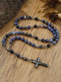 Tiger Beaded Cross Pendant Necklace
