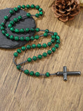 Tiger Beaded Cross Pendant Necklace