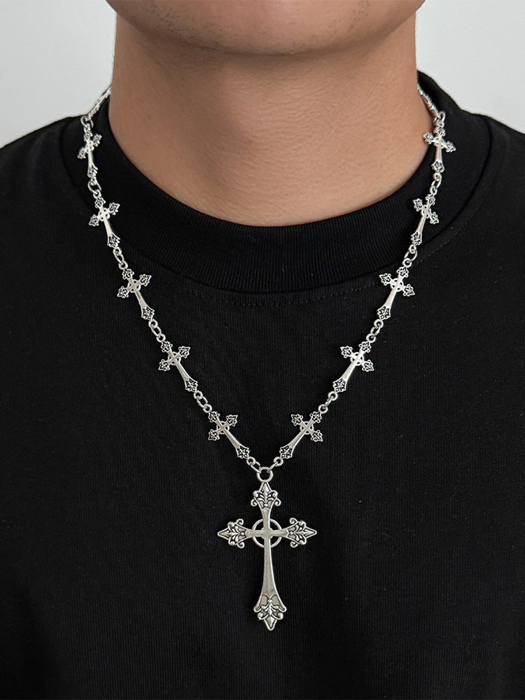 Gothic Style Cross Beaded Necklace