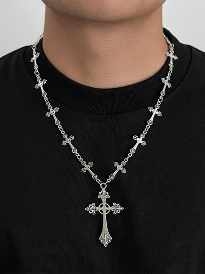 Gothic Style Cross Beaded Necklace