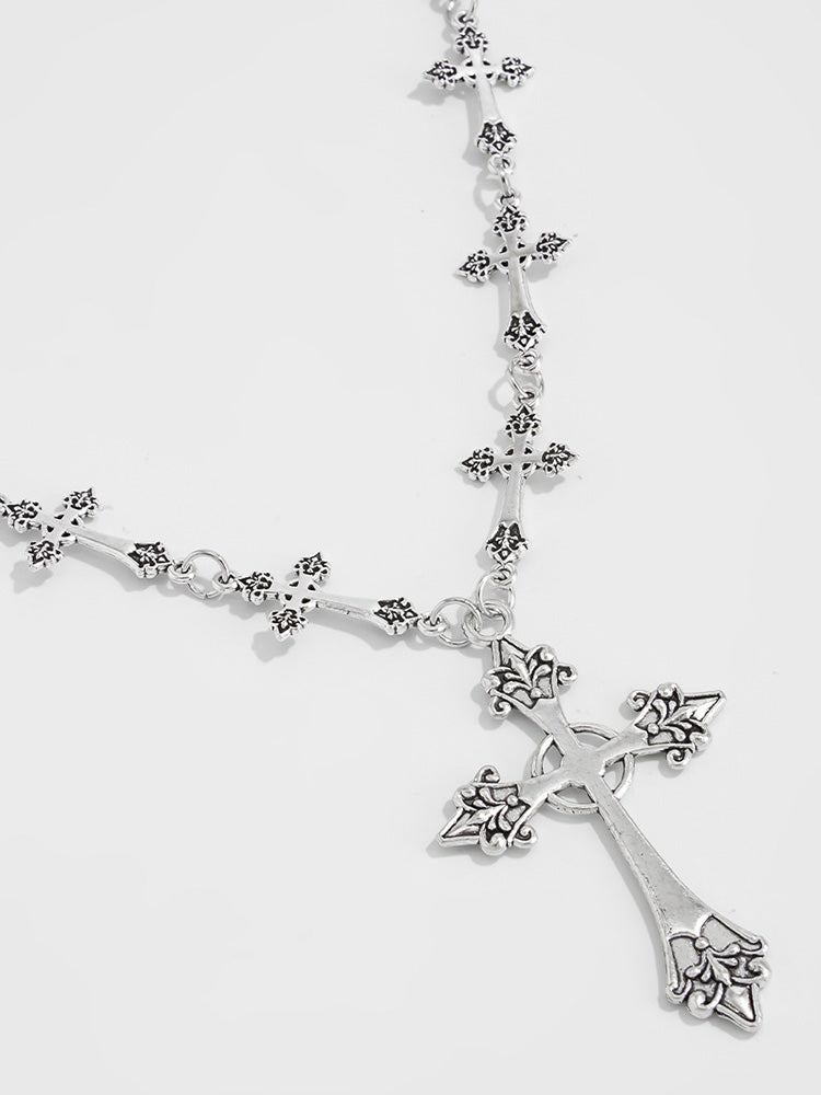 Gothic Style Cross Beaded Necklace