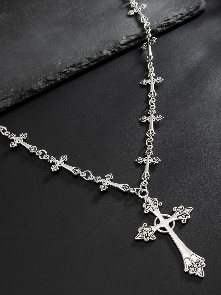 Gothic Style Cross Beaded Necklace