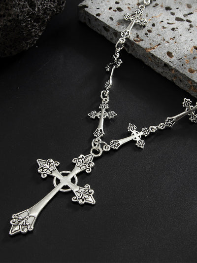 Gothic Style Cross Beaded Necklace