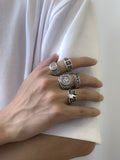Retro Totem Design 5 Pcs Ring Set