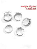 Retro Totem Design 5 Pcs Ring Set