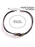 Vintage Leather Knot Beads Choker Necklace