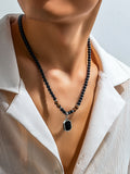 Simple Tiger Stone Beads Pendant Necklace