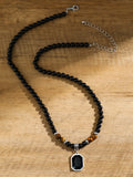 Simple Tiger Stone Beads Pendant Necklace