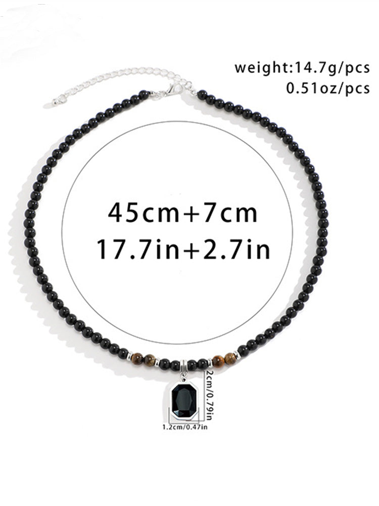 Simple Tiger Stone Beads Pendant Necklace