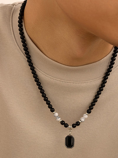 Simple Tiger Stone Beads Pendant Necklace