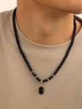 Simple Tiger Stone Beads Pendant Necklace